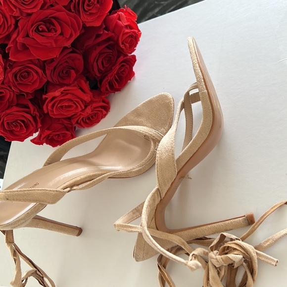 Nude Cross Toe Loop Ankle Strappy  High Heels - Picture 3 of 7